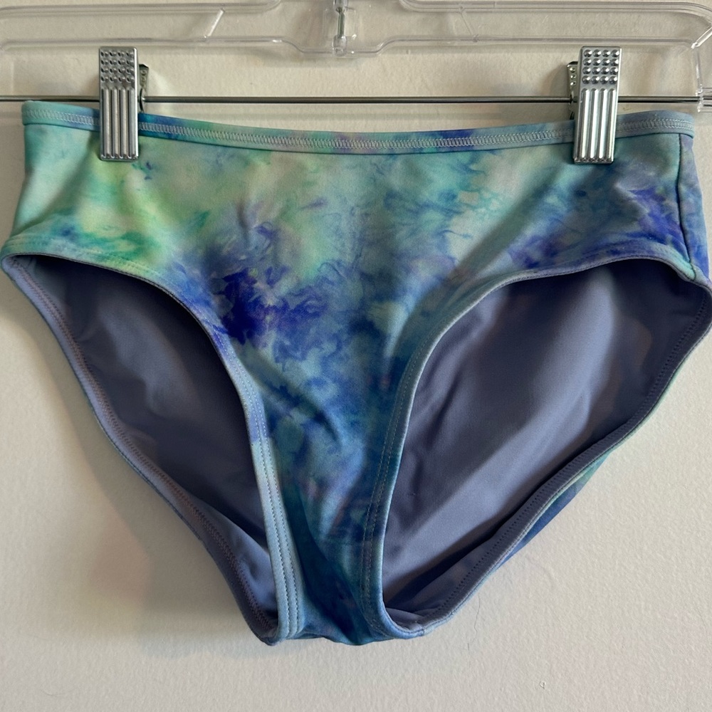 Athleta Girls Tie Dye Ice Dye Cool Waves Swimsuit Bikini Bottoms size Large (12)
